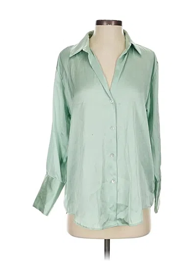 Pre-owned Zara 3/4 Sleeve Blouse In Green