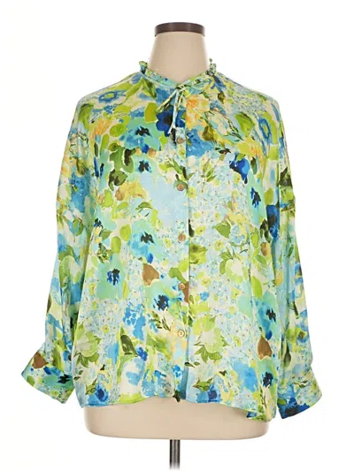 Pre-owned Zara 3/4 Sleeve Blouse In Green