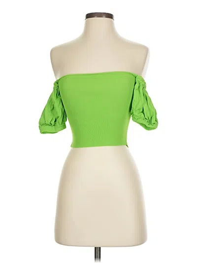 Pre-owned Zara 3/4 Sleeve Blouse In Green
