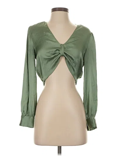 Pre-owned Zara 3/4 Sleeve Blouse In Green