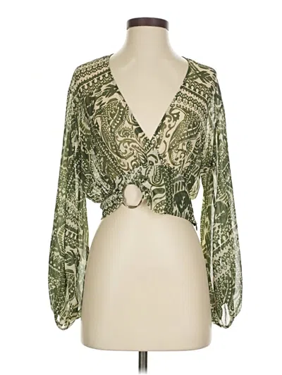 Pre-owned Zara 3/4 Sleeve Blouse In Green