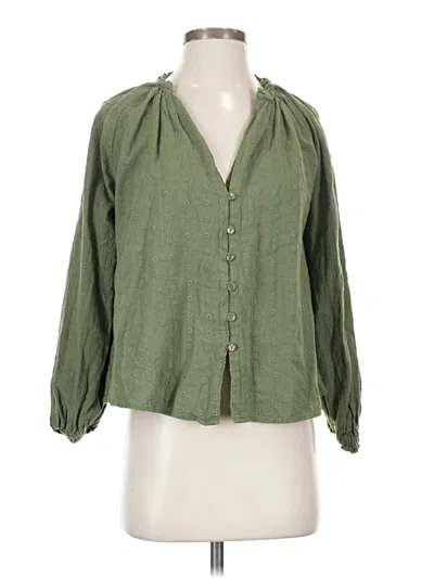 Pre-owned Zara 3/4 Sleeve Blouse In Green