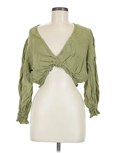 Pre-owned Zara 3/4 Sleeve Blouse In Green