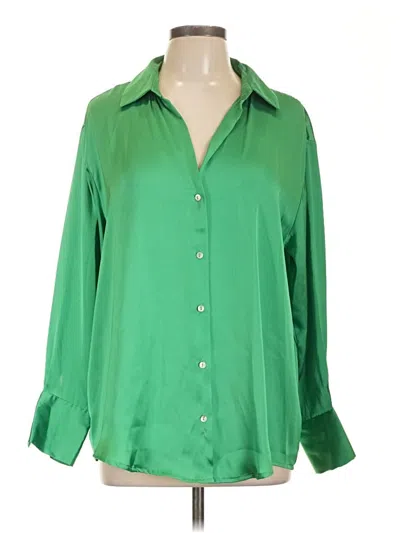 Pre-owned Zara 3/4 Sleeve Blouse In Green