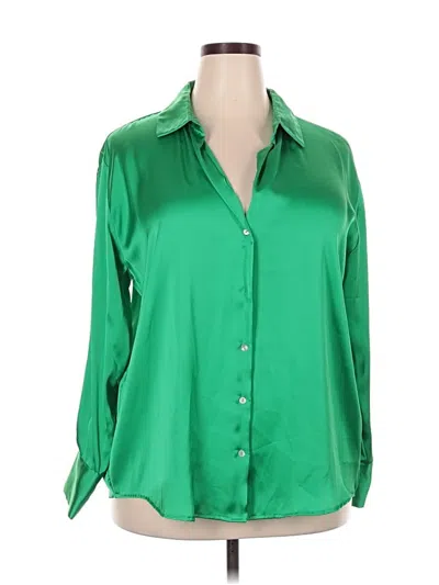Pre-owned Zara 3/4 Sleeve Blouse In Green