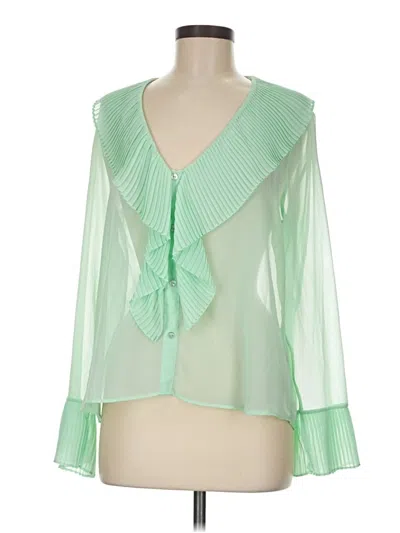 Pre-owned Zara 3/4 Sleeve Blouse In Green