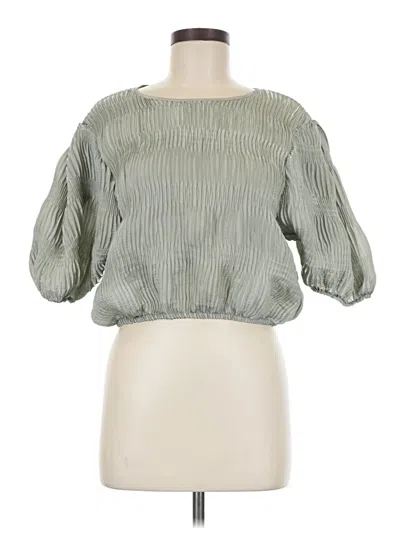 Pre-owned Zara 3/4 Sleeve Blouse In Green