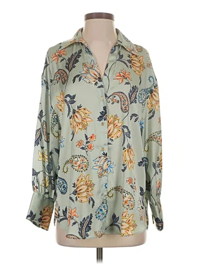 Pre-owned Zara 3/4 Sleeve Blouse In Green