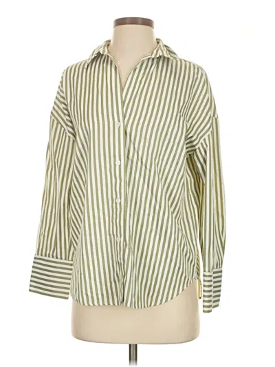 Pre-owned Zara 3/4 Sleeve Blouse In Green