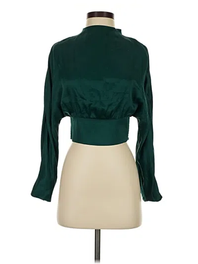 Pre-owned Zara 3/4 Sleeve Blouse In Green