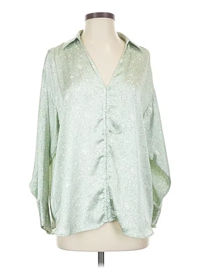 Pre-owned Zara 3/4 Sleeve Blouse In Green