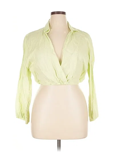 Pre-owned Zara 3/4 Sleeve Blouse In Green