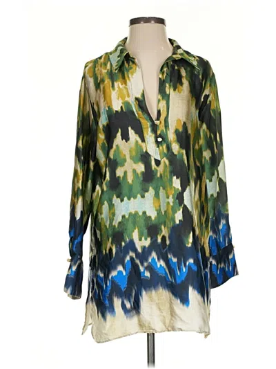 Pre-owned Zara 3/4 Sleeve Blouse In Green