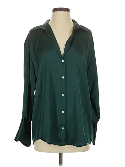Pre-owned Zara 3/4 Sleeve Blouse In Green