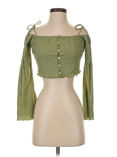 Pre-owned Zara 3/4 Sleeve Blouse In Green