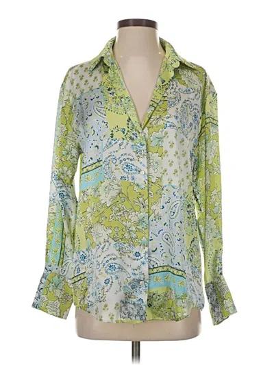 Pre-owned Zara 3/4 Sleeve Blouse In Green