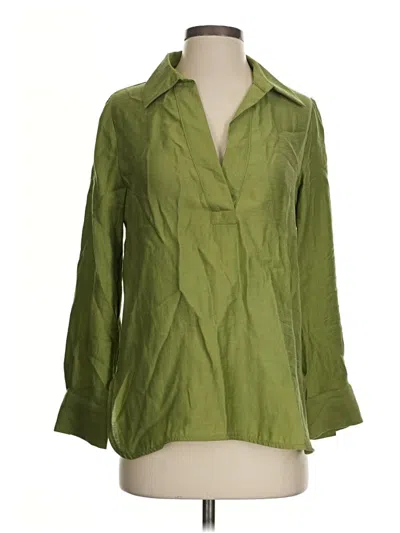 Pre-owned Zara 3/4 Sleeve Blouse In Green