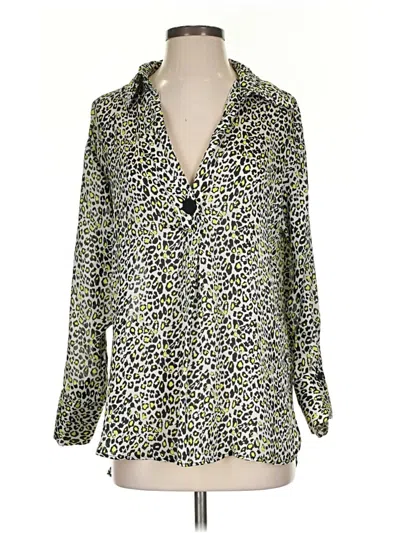 Pre-owned Zara 3/4 Sleeve Blouse In Green