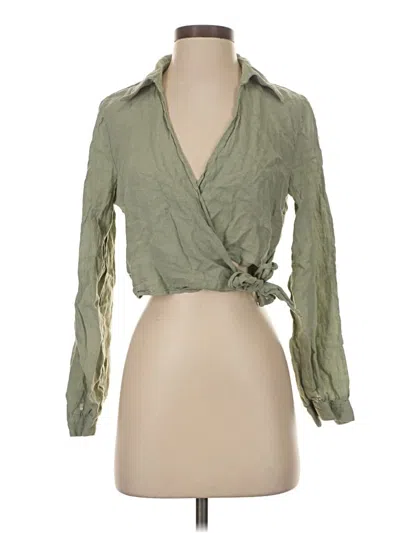 Pre-owned Zara 3/4 Sleeve Blouse In Green