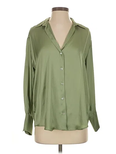 Pre-owned Zara 3/4 Sleeve Blouse In Green
