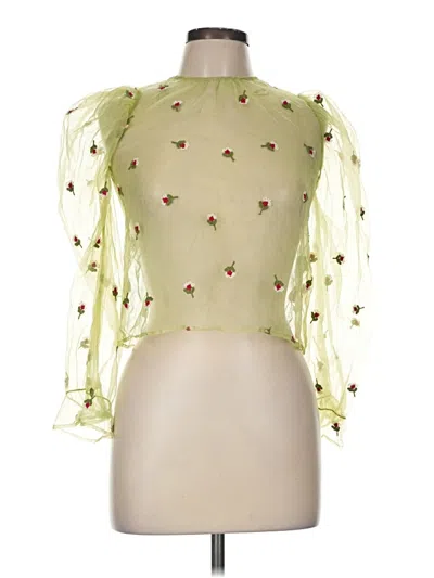 Pre-owned Zara 3/4 Sleeve Blouse In Green