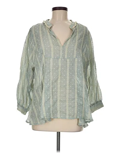 Pre-owned Zara 3/4 Sleeve Blouse In Green