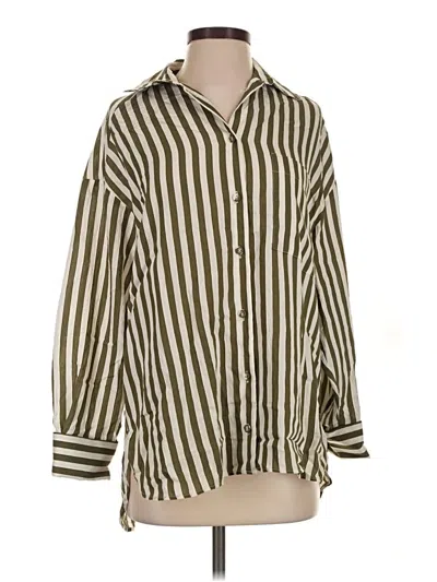 Pre-owned Zara 3/4 Sleeve Blouse In Green