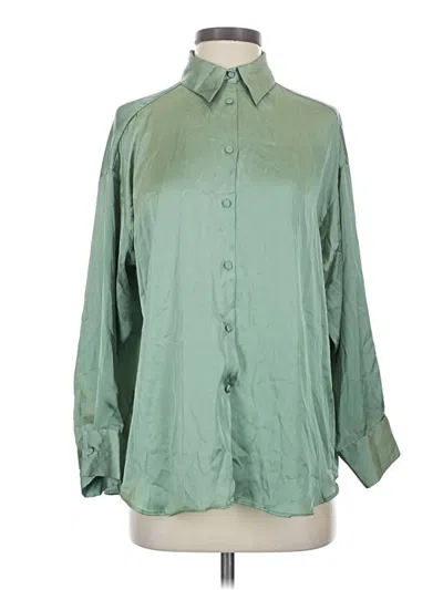 Pre-owned Zara 3/4 Sleeve Blouse In Green
