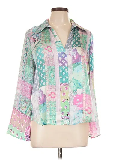 Pre-owned Zara 3/4 Sleeve Blouse In Green