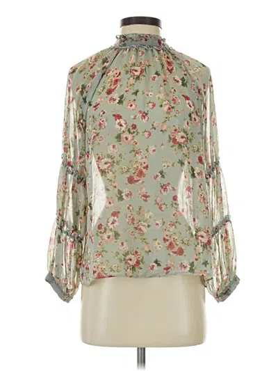 Pre-owned Zara 3/4 Sleeve Blouse In Green