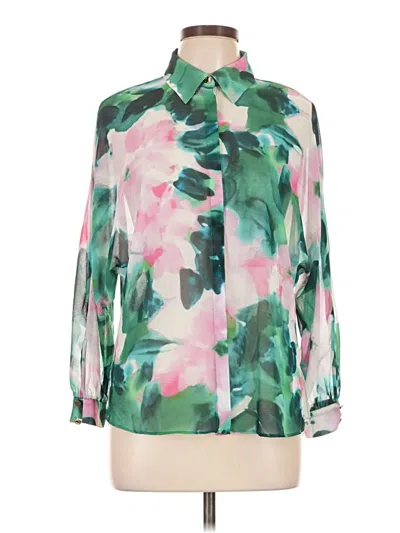 Pre-owned Zara 3/4 Sleeve Blouse In Green