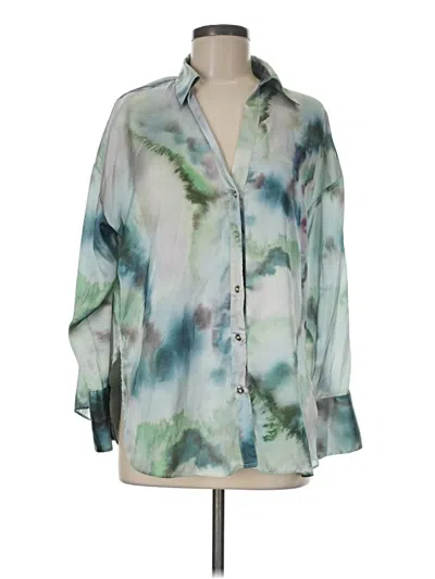 Pre-owned Zara 3/4 Sleeve Blouse In Green