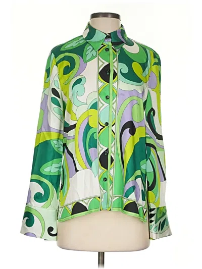 Pre-owned Zara 3/4 Sleeve Blouse In Green