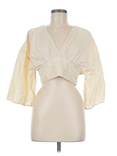 Pre-owned Zara 3/4 Sleeve Blouse In Ivory