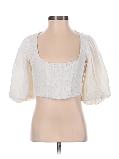 Pre-owned Zara 3/4 Sleeve Blouse In Ivory