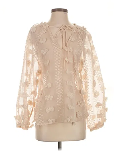Pre-owned Zara 3/4 Sleeve Blouse In Ivory