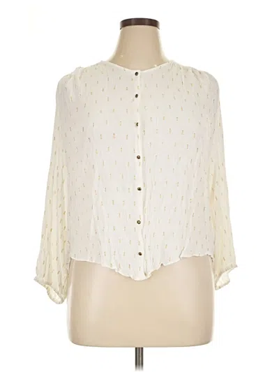 Pre-owned Zara 3/4 Sleeve Blouse In Ivory