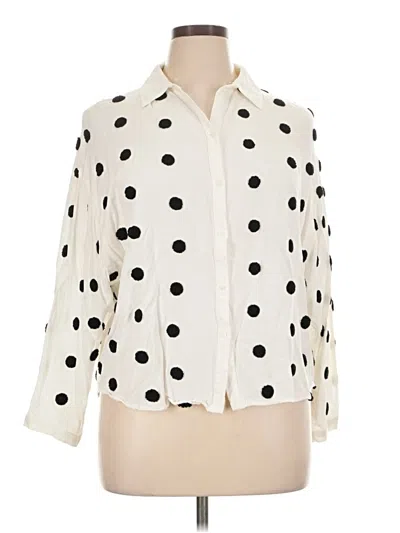 Pre-owned Zara 3/4 Sleeve Blouse In Ivory