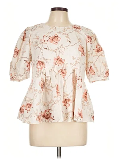 Pre-owned Zara 3/4 Sleeve Blouse In Ivory
