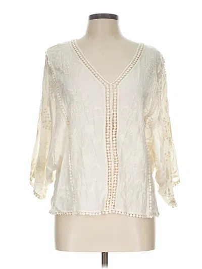 Pre-owned Zara 3/4 Sleeve Blouse In Ivory