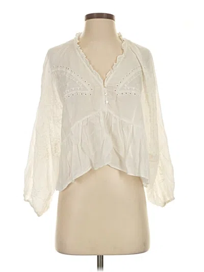 Pre-owned Zara 3/4 Sleeve Blouse In Ivory
