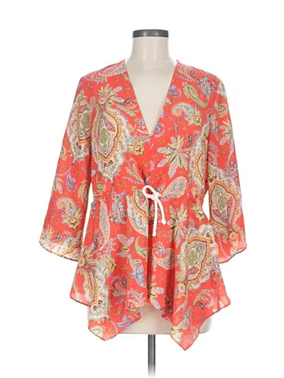 Pre-owned Zara 3/4 Sleeve Blouse In Orange