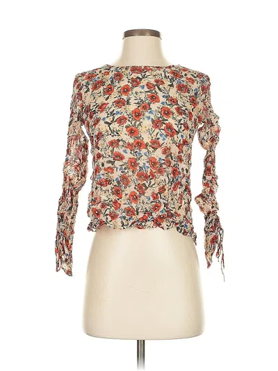 Pre-owned Zara 3/4 Sleeve Blouse In Orange