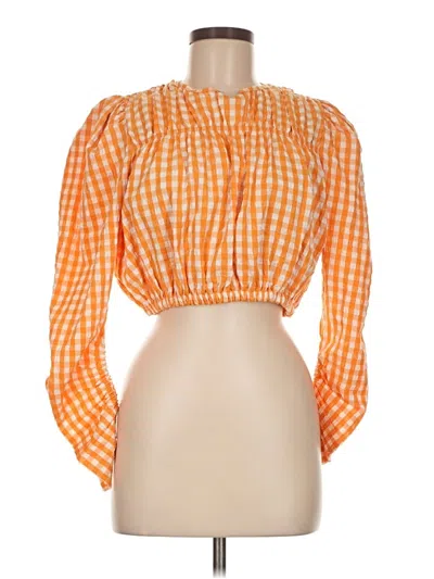 Pre-owned Zara 3/4 Sleeve Blouse In Orange