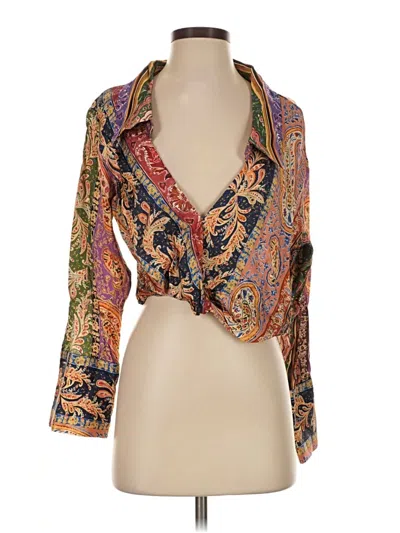 Pre-owned Zara 3/4 Sleeve Blouse In Orange