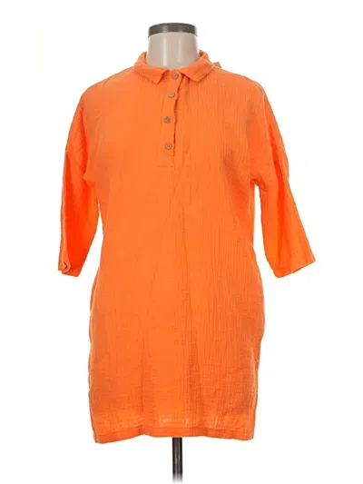 Pre-owned Zara 3/4 Sleeve Blouse In Orange