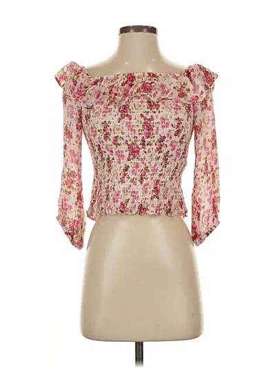 Pre-owned Zara 3/4 Sleeve Blouse In Pink