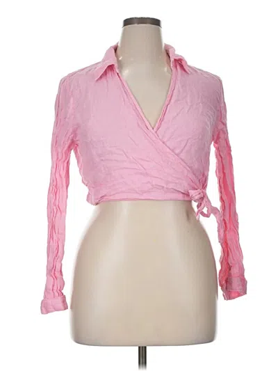 Pre-owned Zara 3/4 Sleeve Blouse In Pink