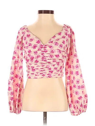 Pre-owned Zara 3/4 Sleeve Blouse In Pink