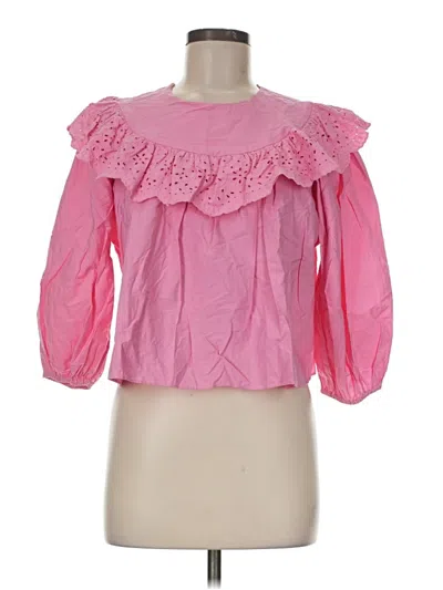 Pre-owned Zara 3/4 Sleeve Blouse In Pink